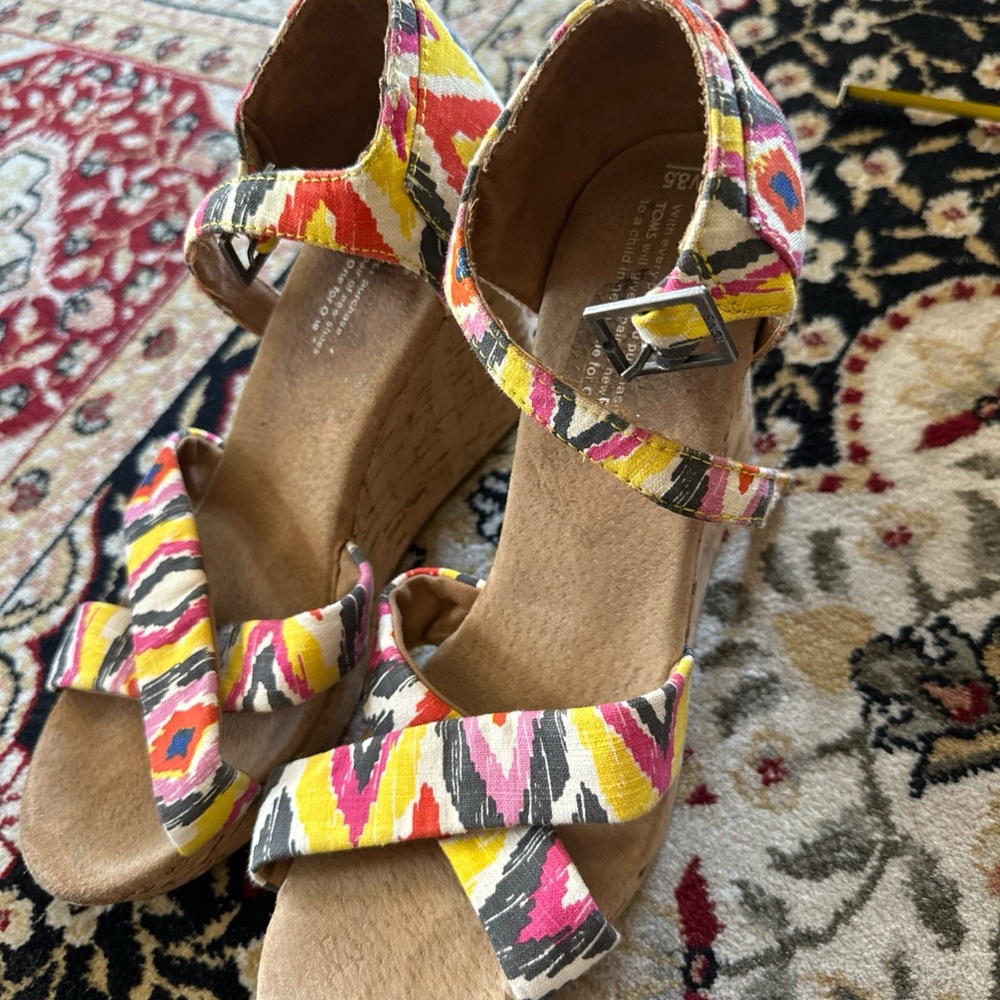 Colorful Strappy Wedge Sandals